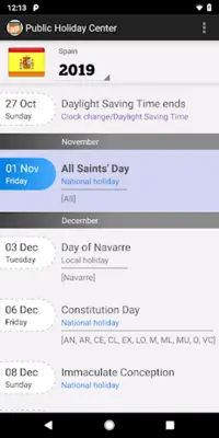 Public Holiday Center android App screenshot 1